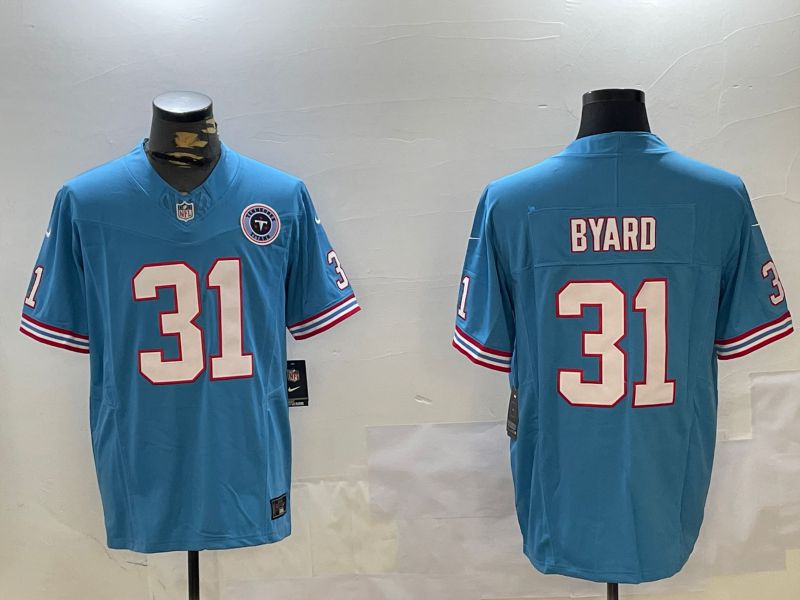 Men Tennessee Titans #31 Byard Light Blue Throwback Three generation 2024 Nike Limited NFL Jersey style 2->tennessee titans->NFL Jersey